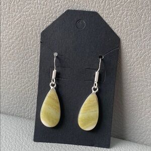 Sterling Silver and Yellow Teardrop Stone Earrings